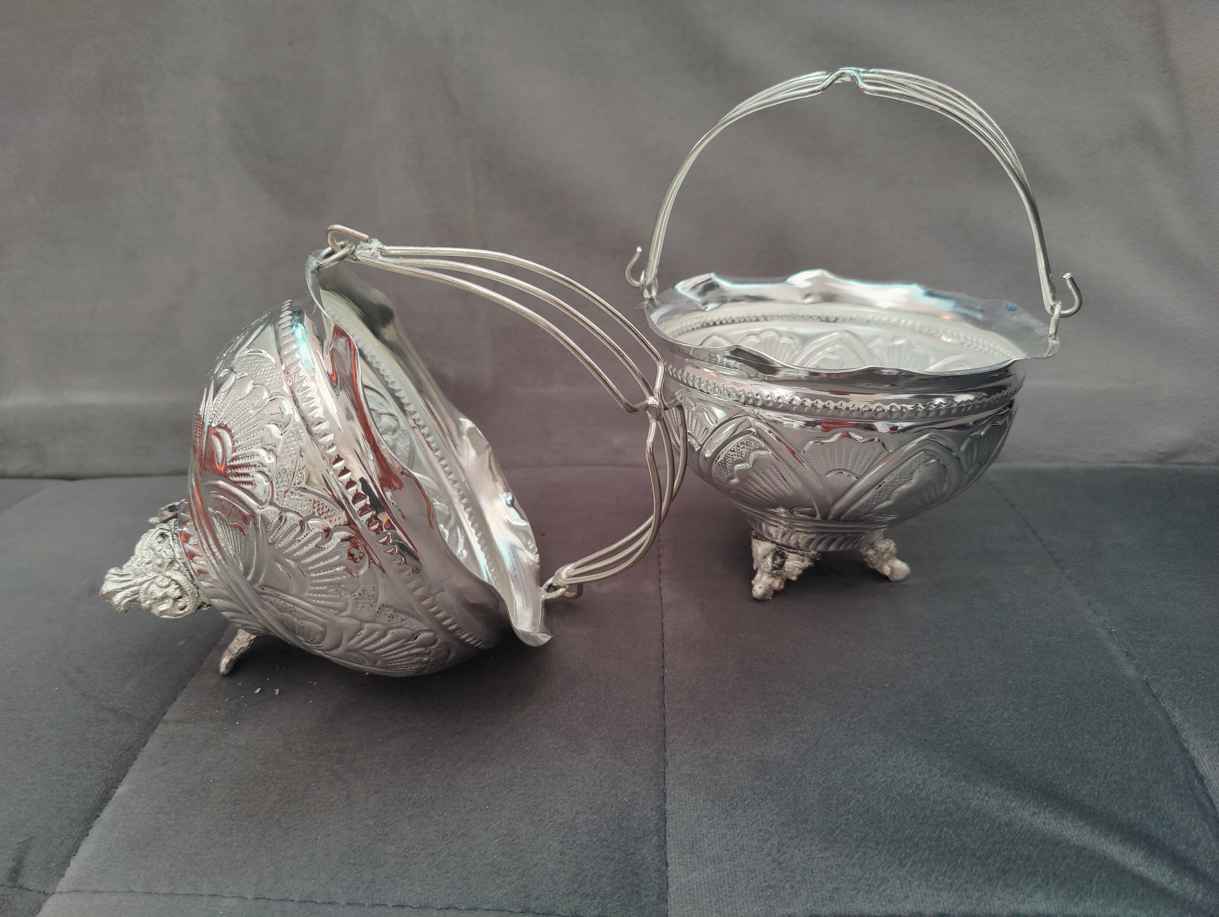 GS Flower Basket With Handle Single