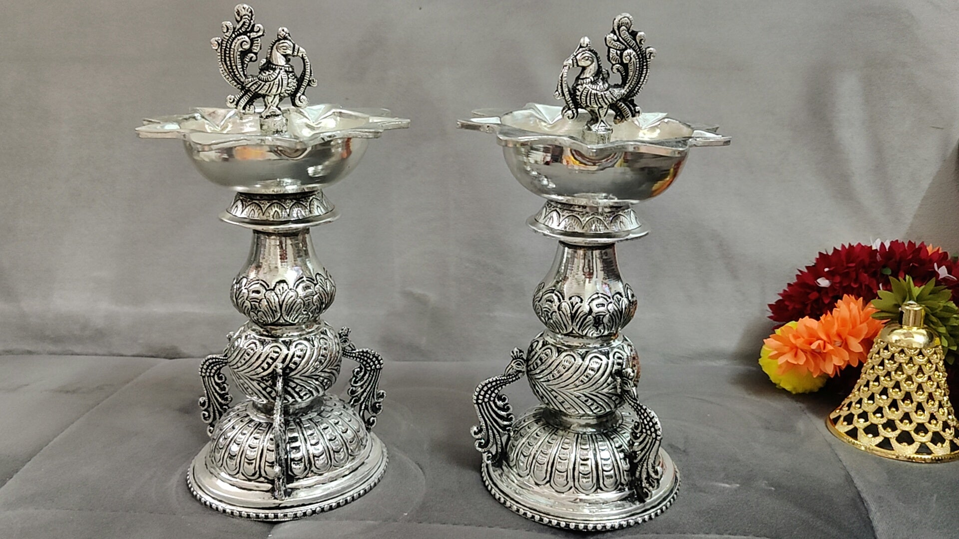 GS Antique Trio Bird Design Deepam 10"