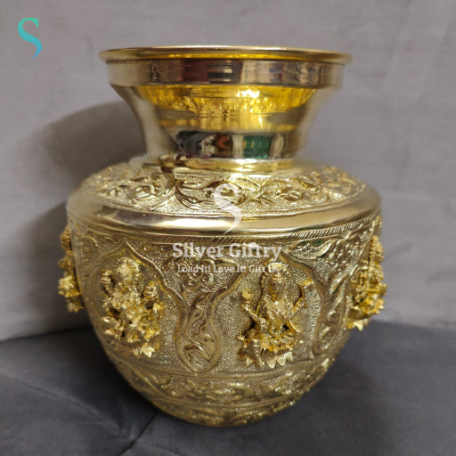 24kr Gold Plated Asthalakshmi Kalsha 8.5"