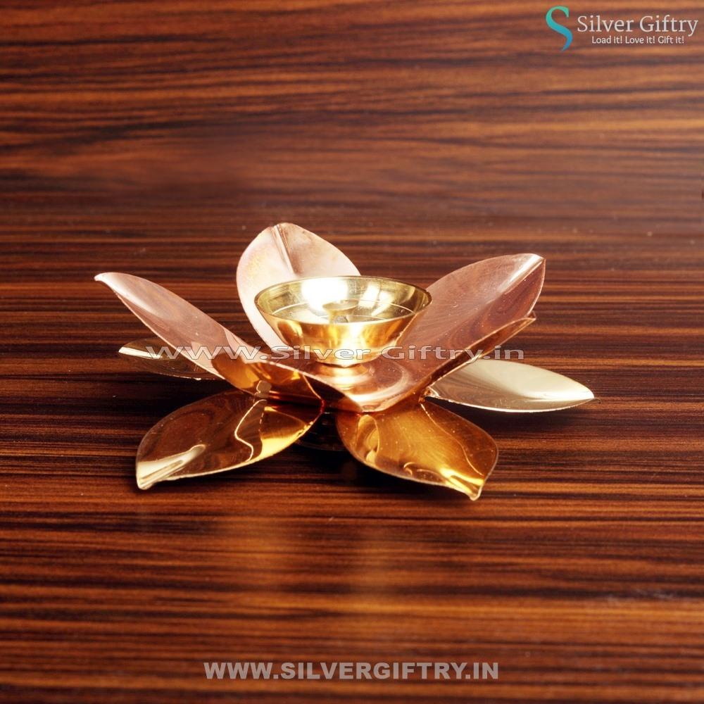 Brass Lotus Diya for Pooja | Silver Giftry | SGT20K116