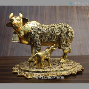 Copper Coated Cow and Calf German Silver Idol | Silver Giftry | SGT20K125