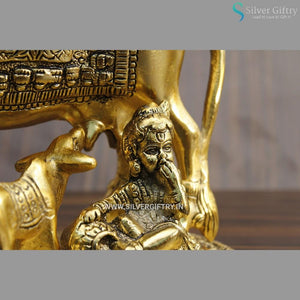 Copper Coated Krishna With Cow and Calf German Silver Idol | Silver Giftry | SGT20K127