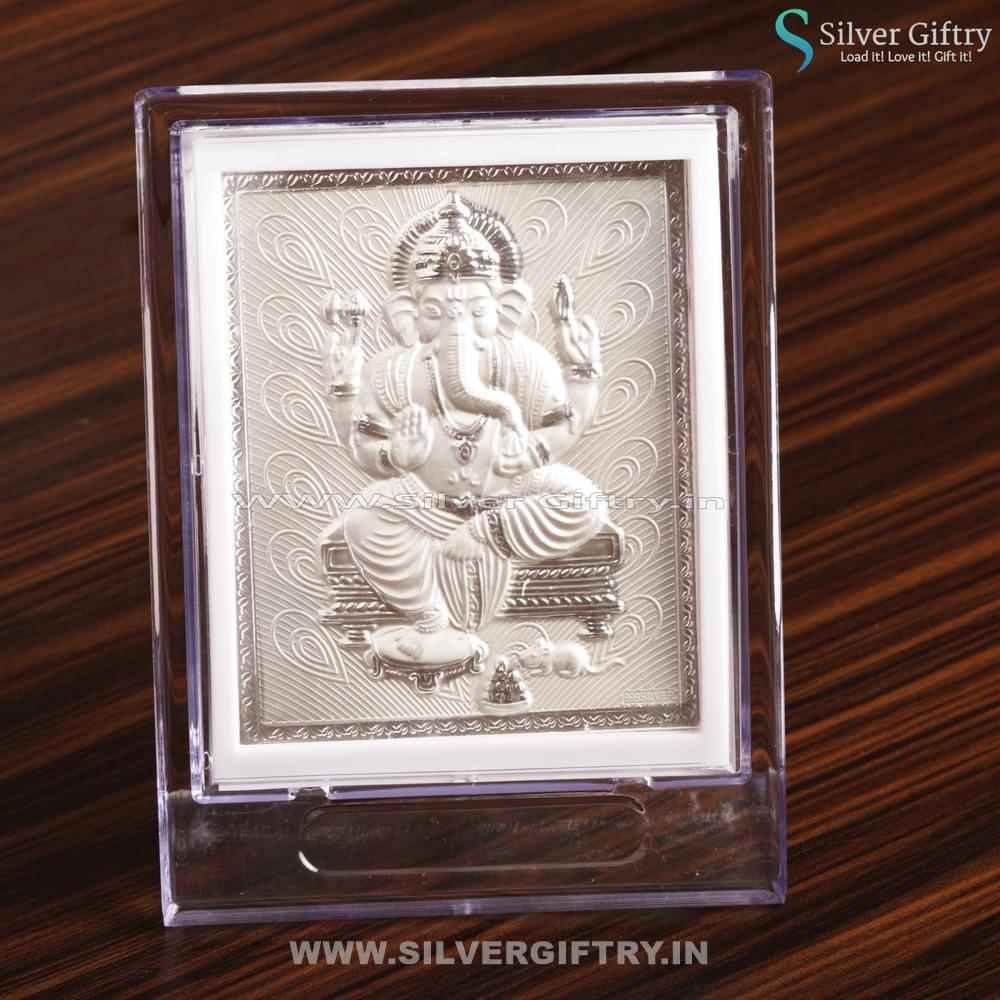 Cute Pure Silver Ganesh Frame Big | Silver Giftry | SGT20K137