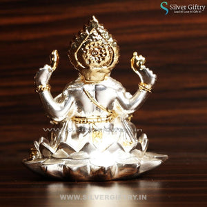 Cute Pure Silver Ganesh Lotus Small 2.5" | Silver Giftry | SGT20K140