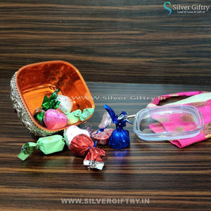 Dry Fruit Box 4x4" With Chocolates Bag | Silver Giftry | SGT20K146