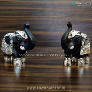 Elephants Black Silver Pair 3x3" | Silver Giftry | SGT20K147