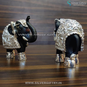 Elephants Black Silver Pair 3x3" | Silver Giftry | SGT20K147