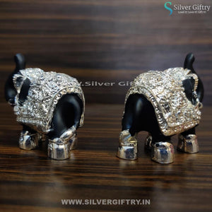 Elephants Black Silver Pair 3x3" | Silver Giftry | SGT20K147