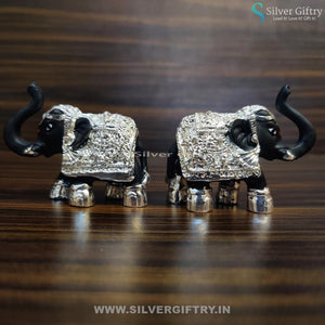 Elephants Black Silver Pair 3x3" | Silver Giftry | SGT20K147