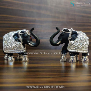 Elephants Black Silver Pair 3x3" | Silver Giftry | SGT20K147