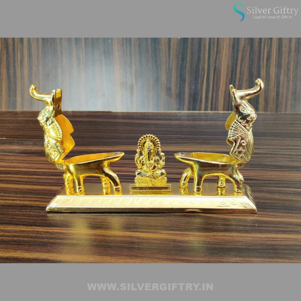 Ganesh Elephant Kumkum Dabbi 4" | Silver Giftry | SGT20K149