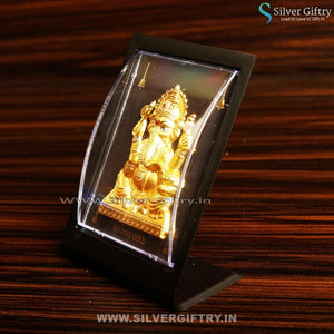 Ganesha 4" Pure Silver Foli Frame 99.9 Gold Touch | Silver Giftry | SGT20K151