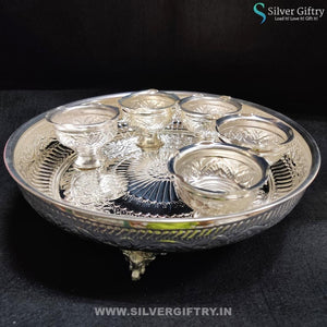 German Silver 12" Plate With 2.5" Bowls 5 pcs | Silver Giftry | SGT20K170