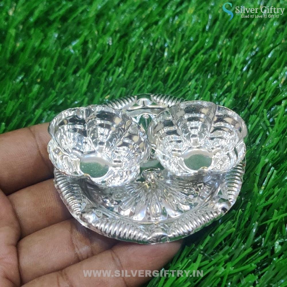 German Silver 3" Kumkum Platter | Silver Giftry | SGT20K177
