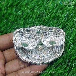 German Silver 3" Kumkum Platter | Silver Giftry | SGT20K177