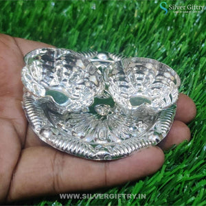 German Silver 3" Kumkum Platter | Silver Giftry | SGT20K177
