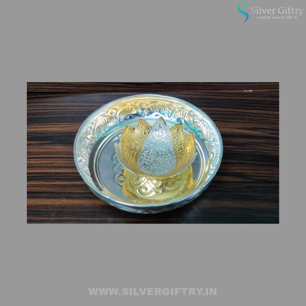 German Silver 6" Plate Lotus Bowl | Silver Giftry | SGT20K187