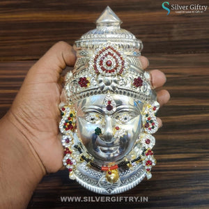 German Silver 7" Lakshmi Face With Jewellery | Silver Giftry | SGT20K190