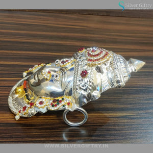 German Silver 7" Lakshmi Face With Jewellery | Silver Giftry | SGT20K190