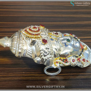 German Silver 7" Lakshmi Face With Jewellery | Silver Giftry | SGT20K190