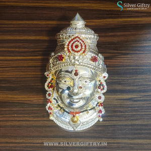 German Silver 7" Lakshmi Face With Jewellery | Silver Giftry | SGT20K190