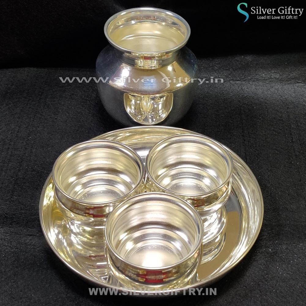 German Silver 7" Plate Plain 3" Bowls 4" Kalsha | Silver Giftry | SGT20K194