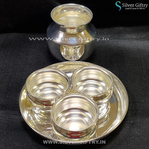 German Silver 7" Plate Plain 3" Bowls 4" Kalsha | Silver Giftry | SGT20K194