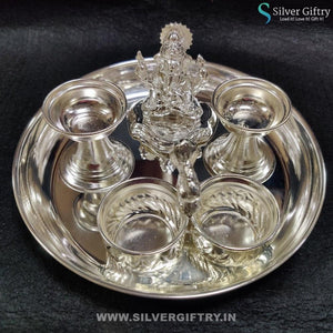 German Silver 8" Ganesha Pooja Set | Silver Giftry | SGT20K195