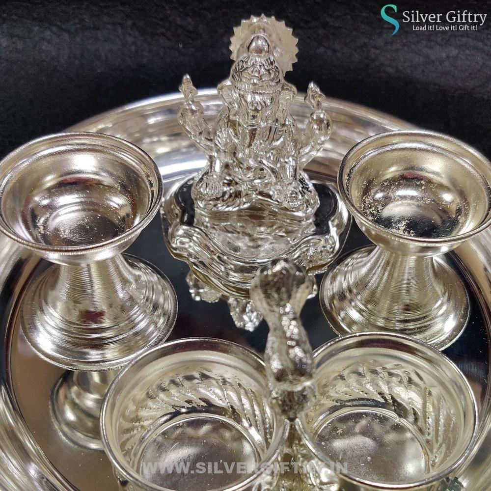 German Silver 8" Ganesha Pooja Set | Silver Giftry | SGT20K195