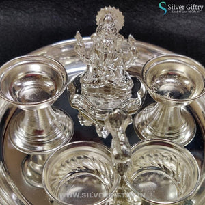 German Silver 8" Ganesha Pooja Set | Silver Giftry | SGT20K195