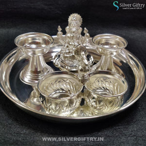 German Silver 8" Ganesha Pooja Set | Silver Giftry | SGT20K195