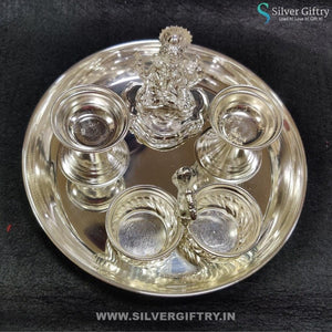 German Silver 8" Ganesha Pooja Set | Silver Giftry | SGT20K195
