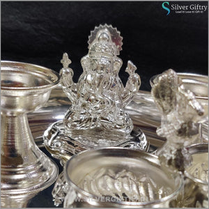 German Silver 8" Ganesha Pooja Set | Silver Giftry | SGT20K195