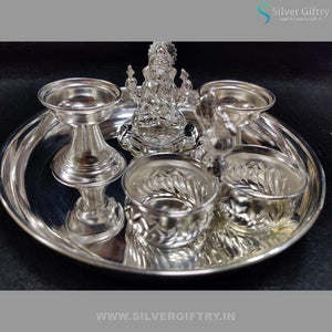 German Silver 8" Ganesha Pooja Set | Silver Giftry | SGT20K195