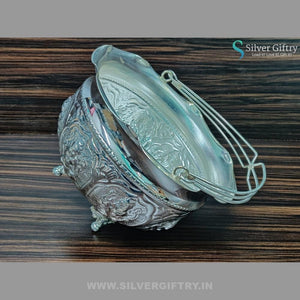 German Silver Ashtalakshmi Design Flower Basket 7" | Silver Giftry | SGT20K206