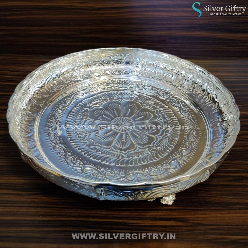 German Silver Ashtalakshmi Plate 14" | Silver Giftry | SGT20K209