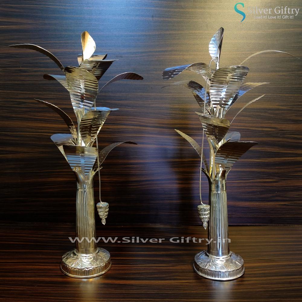 German Silver Banana Tree 16" Silver Giftry