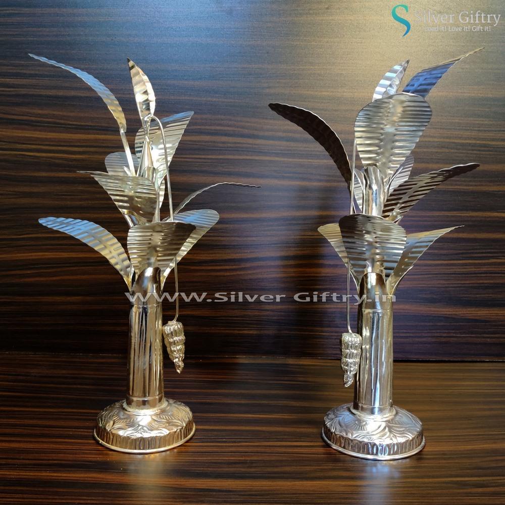 German Silver Banana Tree 20" Silver Giftry
