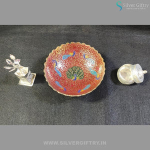 German Silver Big Bowl Combo Tulsi Dabbi | Silver Giftry | SGT20K214
