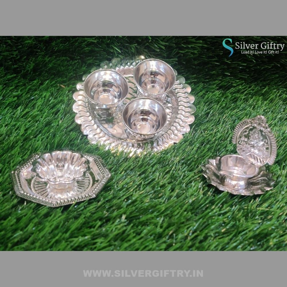 German Silver Combo Pooja Items | Silver Giftry | SGT20K219
