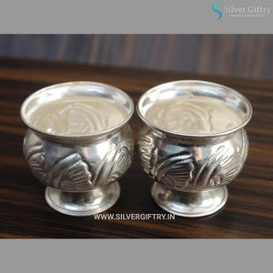 German Silver Dasaya Bowl Pair With Stand (small) | Silver Giftry | SGT20K220