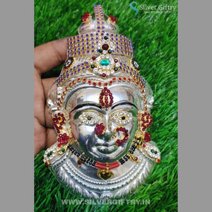 German Silver Decorated Lakshmi Face With Coin Mala | Silver Giftry | SGT20K223