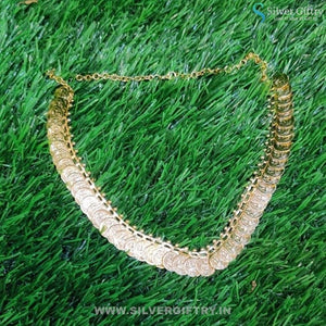 German Silver Decorated Lakshmi Face With Coin Mala | Silver Giftry | SGT20K223