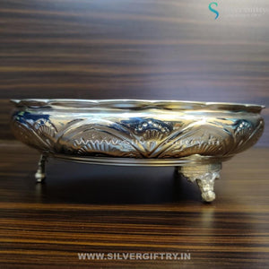 German Silver Flower Design Nakas Plate 12" | Silver Giftry | SGT20K233