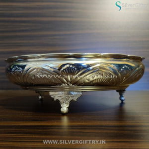 German Silver Flower Design Nakas Plate 12" | Silver Giftry | SGT20K233