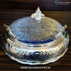 German Silver Flower Design Nakas Plate 14" | Silver Giftry | SGT20K234