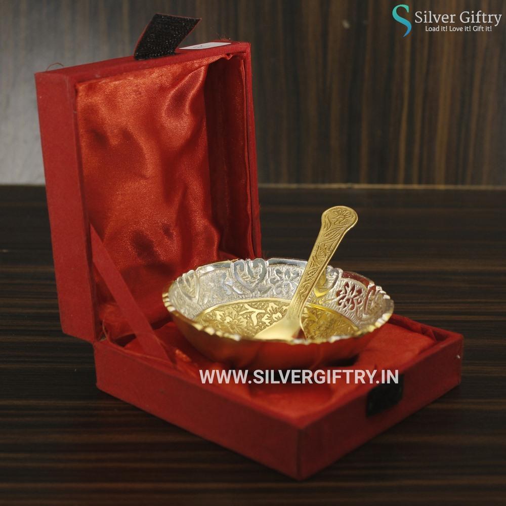 German Silver Gold and Silver 4" Bowl Set | Silver Giftry | SGT20K239