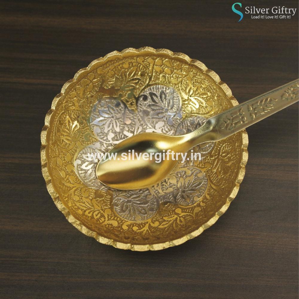 German Silver Gold Bowl Set | Silver Giftry | SGT20K241