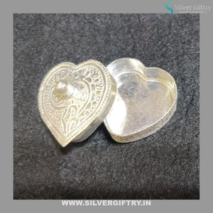 German Silver Heart Shape Kumkum Dabbi | Silver Giftry | SGT20K245