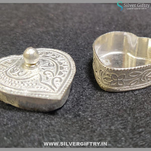 German Silver Heart Shape Kumkum Dabbi | Silver Giftry | SGT20K245